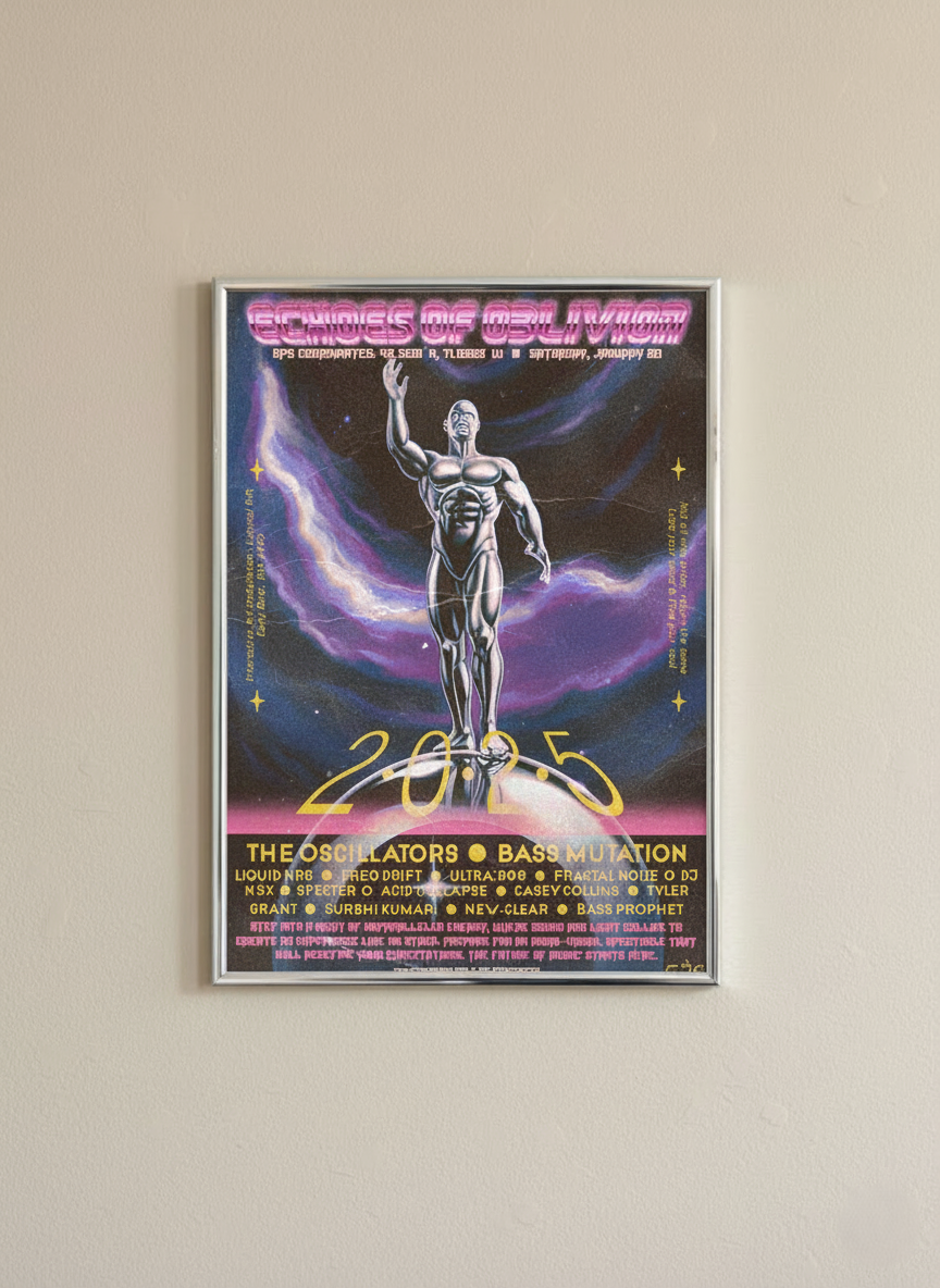 Echoes of Oblivion Rave Flyer Framed Artwork