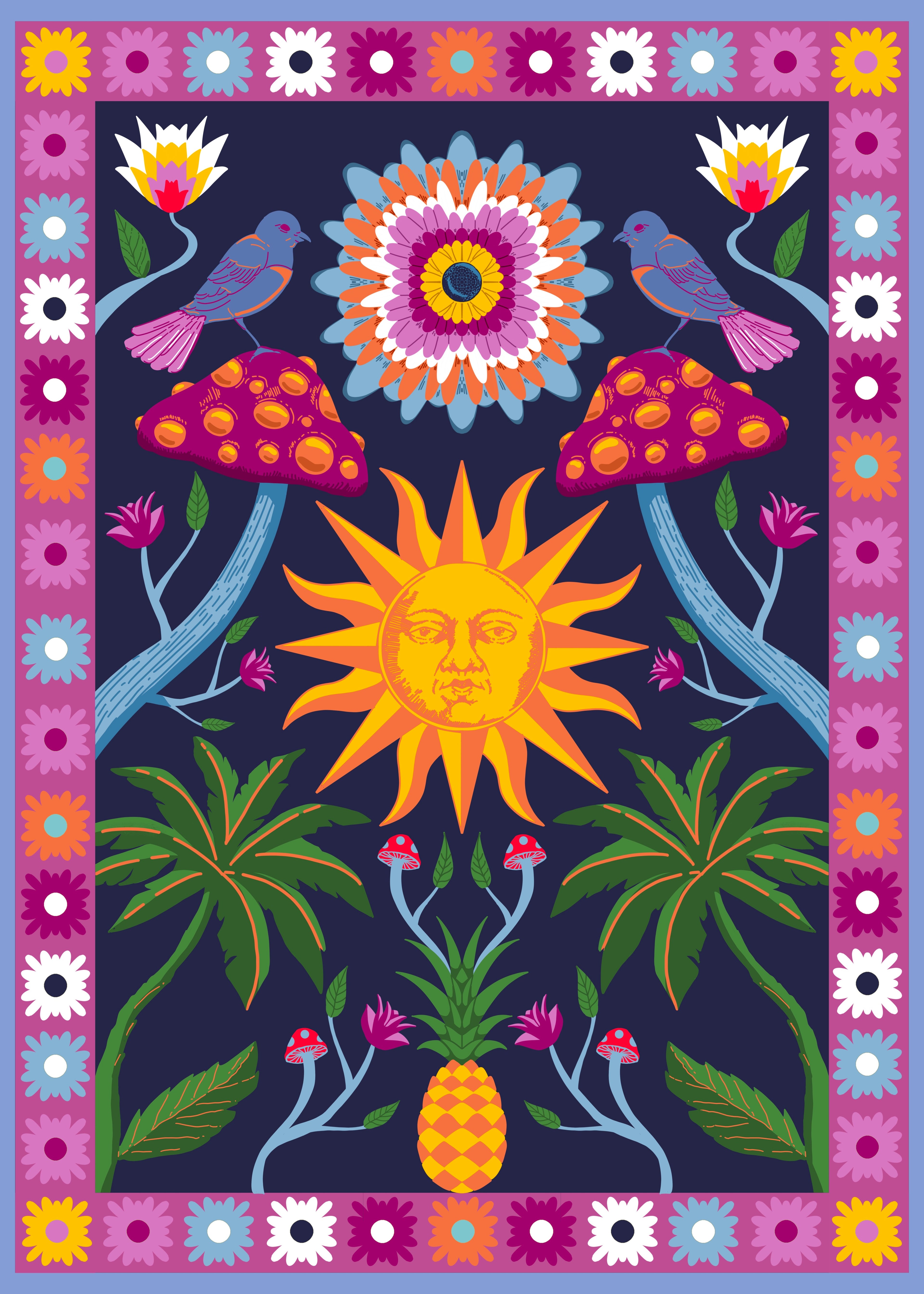 Psychedelic Sunshine Framed Artwork